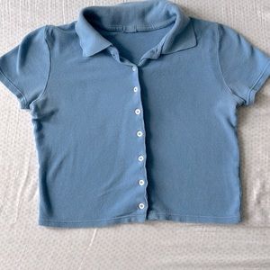 Brandy Melville Light blue button down baby tee
